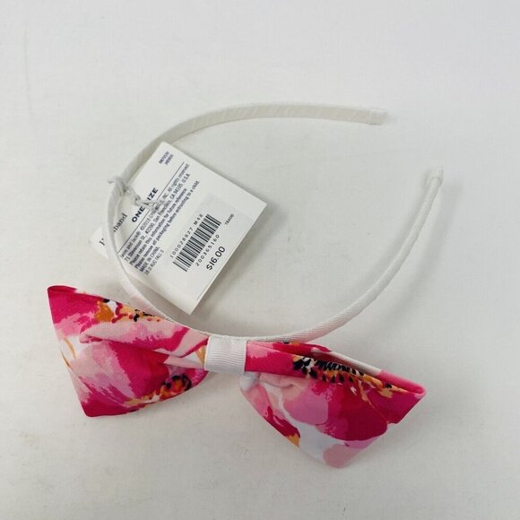 Janie and Jack Baby/Toddler Girls One Size White Headband & Pink Floral Bow - Picture 4 of 5